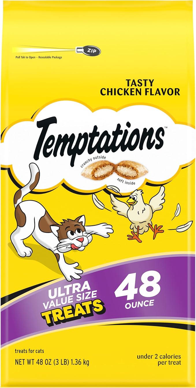 Temptations Classic Crunchy and Soft Cat Treats Tasty Chicken Flavor, 48 oz. Pouch