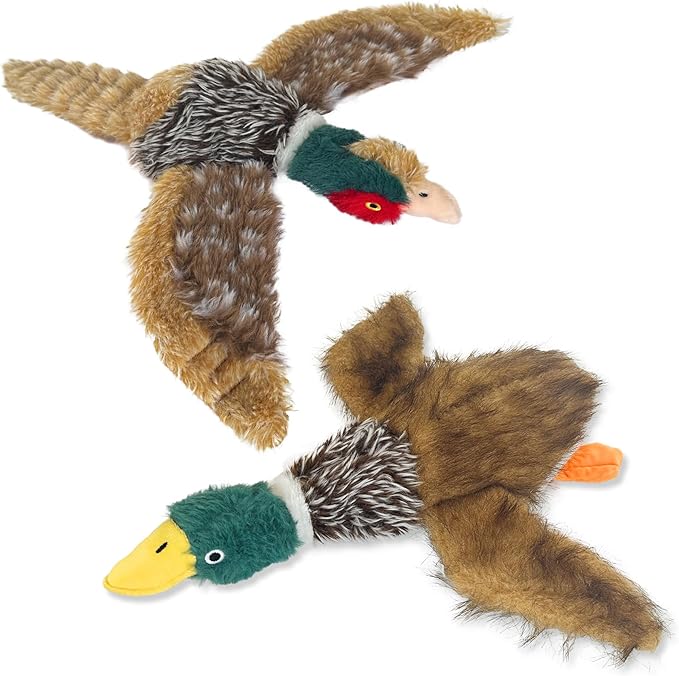 2 PCS Mallard Duck Dog Toys Squeaky D og Toy ,Stuffed Pheasant Do g Chew Toys Plush Mallard Duck Do g To y Interactive Do g Toys to Keep Them Busy , Pheasant Dog To y for Small Middle and Large Dogs