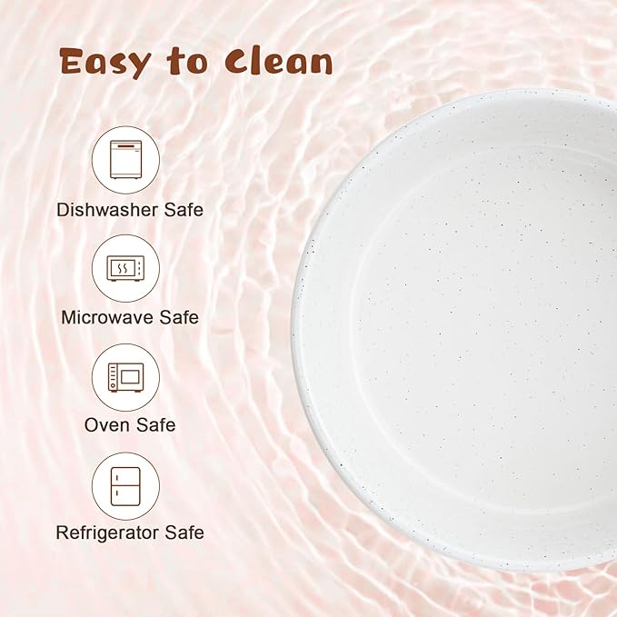 SPUNKYJUNKY Ceramic Elevated Dog Bowl Set with Acacia Wood Stand for Food and Water for Large Dog (60.87 OZ, White and Reddish Brown)