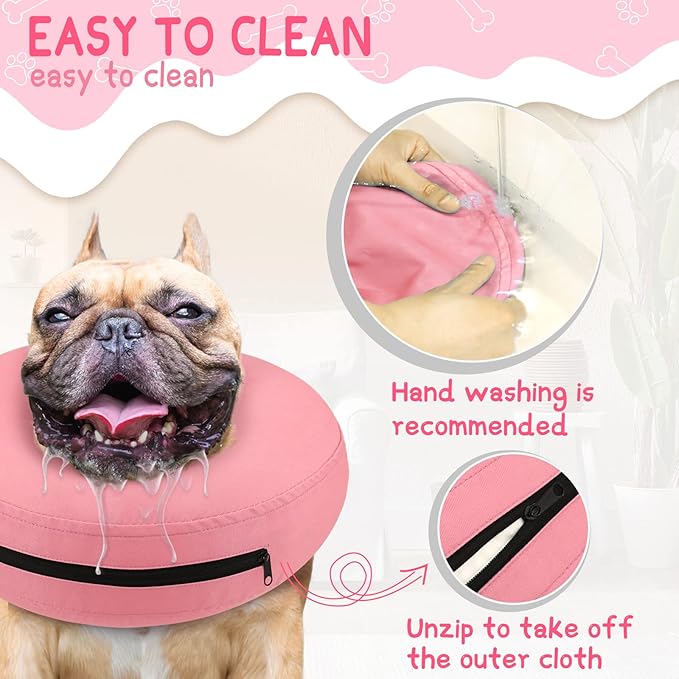 Supet Inflatable Dog Cone Collar Alternative After Surgery, Doggie Neck Donut Collar Recovery ECollar for Post Surgery, Soft Dog Cone for Small Medium Puppies Cats