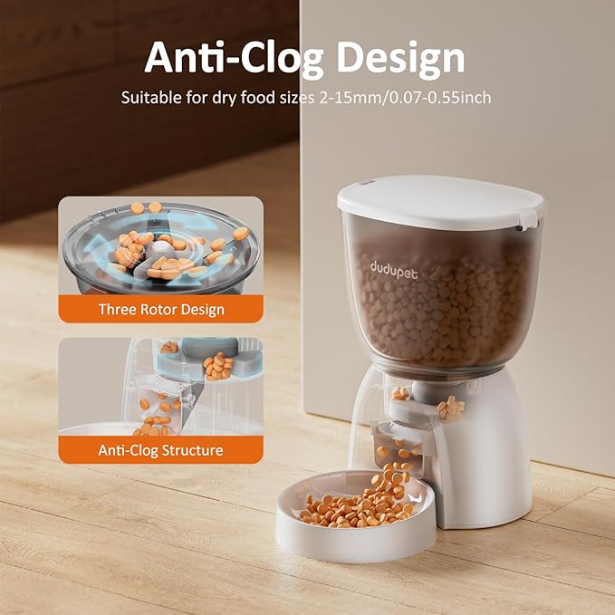 5L/21 Cup Automatic Cat Feeder, Timed Cat Dry Food Dispenser, Automatic Pet Feeders Dual Power Supply, 6 Meal Programmable 1-20 Portion Cats Feeder, Auto Dog Feeders,Pet Food Dispenser for Cats, Puppy