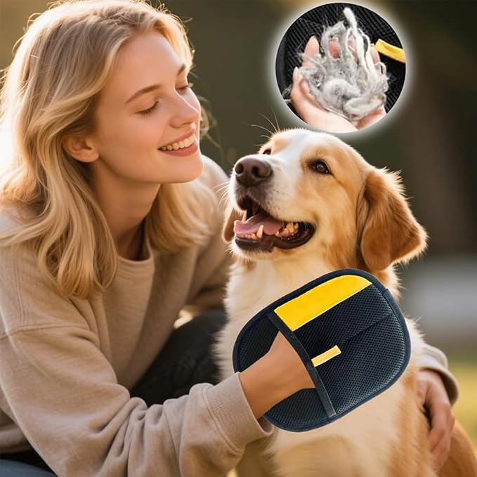 Pet Hair Removal Glove,Reusable Cat Dog Grooming Gloves Pets Hair for Dogs, Cats & Horses with Long and Short Hair Fur (3PCS)