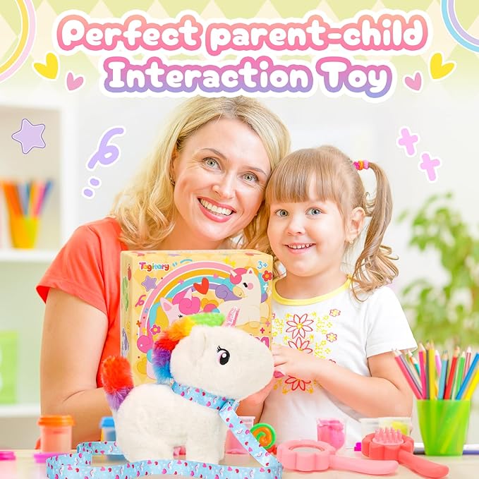 Tagitary Plush Toy Interactive Unicorn Toys for Kids with Sounds,Walking,Tail Wagging and Head Nodding, Unicorn Stuffed Toys for Kids with Leash,Christmas Birthday Gift for Toddlers Kids