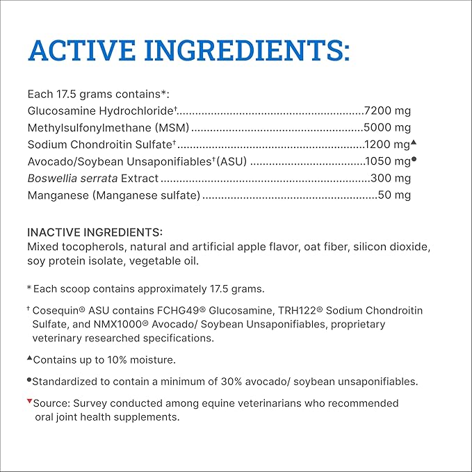 Nutramax Cosequin ASU Pellets Joint Health Supplement for Horses - Pellets with Glucosamine and Chondroitin, 1420 Grams