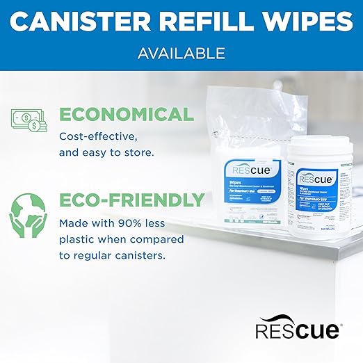 REScue One-Step Disinfectant Cleaner & Deodorizer Wipes for Vet Use – Cleaner for Kennels, Litter Boxes, Vet Offices, Pet Grooming Surfaces – Wipes Canister, 160-Count (Pack of 12)