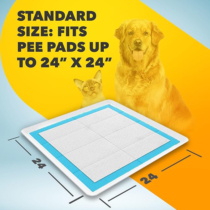 TidyFriend Dog Pee Pad Holder Tray Fits for 24” x 24” Wee Wee Pee Pads - Stable Grip, Raised Edges, Quick-Wipe Silicone Surface Dog Potty Tray Holder for Indoor Flooring Protection (White)