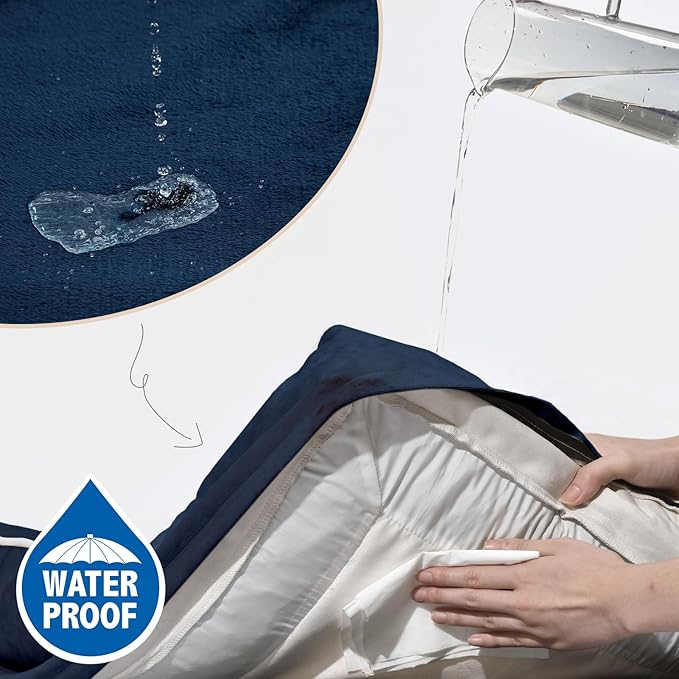 Comfort Expression Large Dog Beds, Waterproof Dog Beds Orthopedic Foam, Dogs Sofa Comfy Pet Beds with Washable Removable Cover & Non-Slip Bottom(Large,Navy Blue)