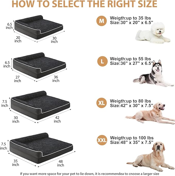 BFPETHOME Orthopedic Dog Beds for Large Dogs-Waterproof Sofa Pet Bed with Removable Washable Cover, Big Dog Bed with Waterproof Lining and Nonskid Bottom,Pet Bed for Large Dogs