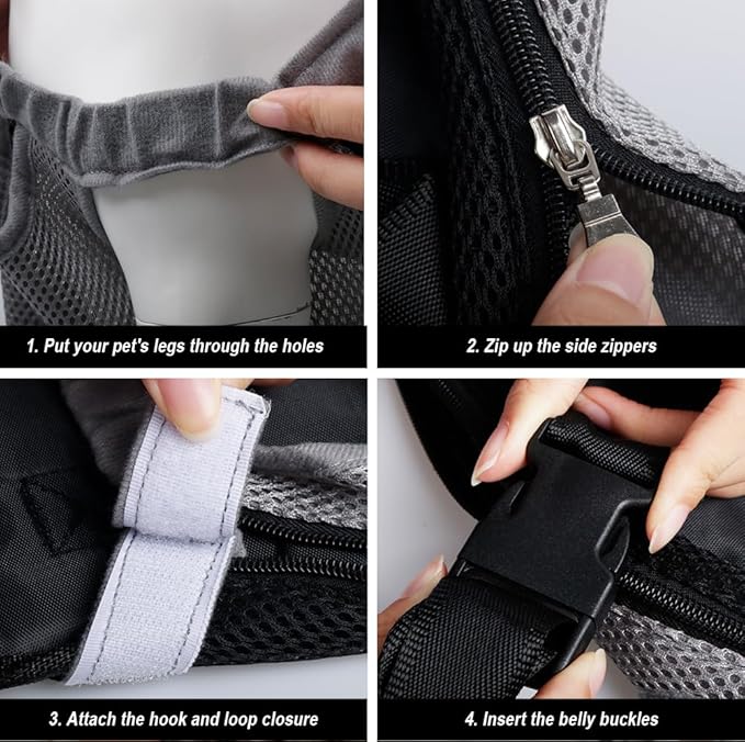 FEimaX Dog Carrier Backpack Pet Legs Out Front Cat Travel Bag, Adjustable Puppy Backpacks Carriers Hands-Free for Small Medium Dogs Cats Hiking Traveling Camping Daily Walking (Large, Grey)