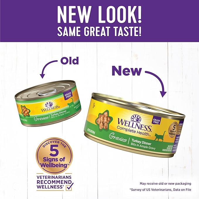 Wellness Complete Health Gravy Adult Wet Cat Food, Natural, Protein-Rich, Grain Free, 5.5 Ounce, 12 Pack, (Turkey Dinner)