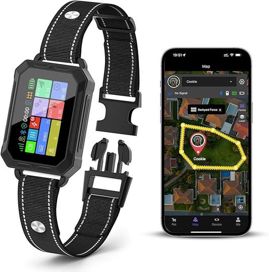 GPS Wireless Dog Fence System - Electric Training Collar with Free App for Dogs 15 Lbs+ (Black)