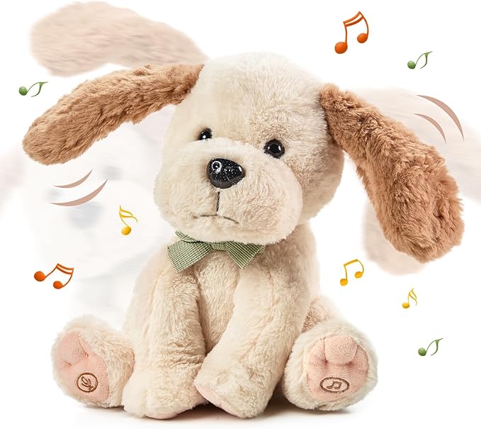 TUMAMA Baby Animated Plush Dog, Interactive Singing Talking Puppy Dog Stuffed Animal Toys, 10”
