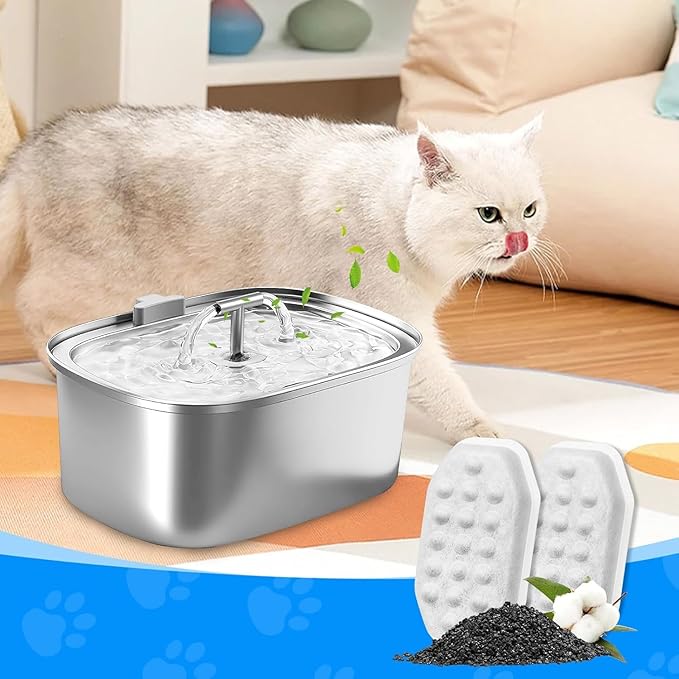 Pet Water Fountain Filters Compatible with Rellaty & Fit for Neareal 108oz/3.2L Automatic Dog Water Dispenser, Cat Filters for Bowl, 8+8 Pack