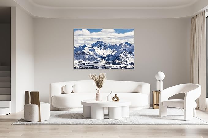 Nature Wall Art Prints - Ocean Forest Mountain Lake Canvas Landscapes - Small to Extra Large Living Room Bedroom Kitchen Bathroom Décor (Snowy Mountains Landscape, 28L" x 41W")
