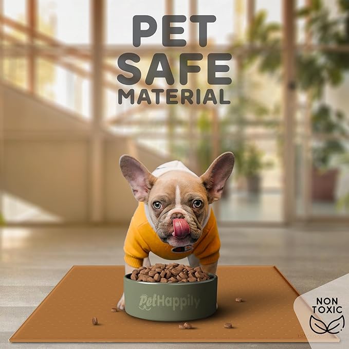 Dog Food Mat - Raised Edges Dogs Mat for Food and Water Prevent Spill, Waterproof Cat Food Mats Protect Floors, Easy Clean Dog Bowl Mats for Food and Water, Silicone Pet Food Tray