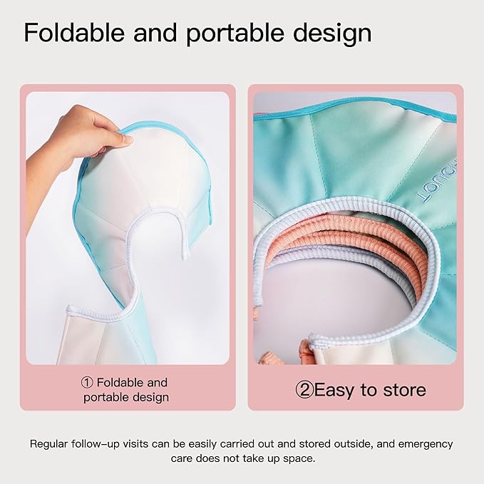 Touchdog Foldable Dog Cone Collar for Cats & Dogs - Adjustable Soft Recovery Collar with Waterproof PU Coating, Lightweight Design, 24.5cm/9.6in Wide Barrier (Pink Gradient Color, XS)