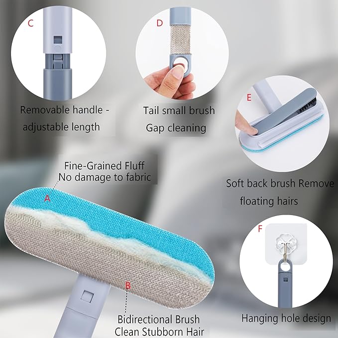 Pet Hair Remover for Furniture, Reusable, Effective Lint Brush for Dog and Cat Hair - 17.3Inch Multifunctional Fur Removal Tool, Gentle on Couches, Carpets, Clothes, Bedding