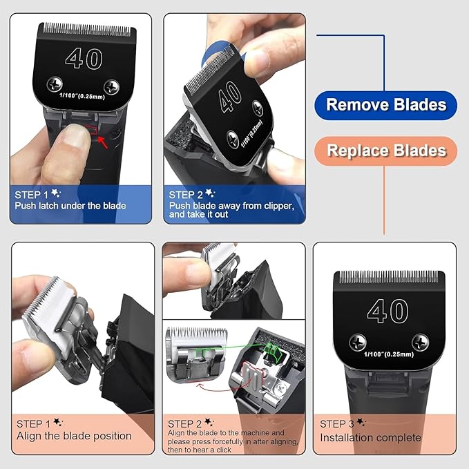 7F Blades Dog Grooming Blades Compatible with Andis/Oster A5/Wahl KM-10 Series Dog Clippers,Detachable Clipper Replacement Blade,Black (7FC/3PCS)