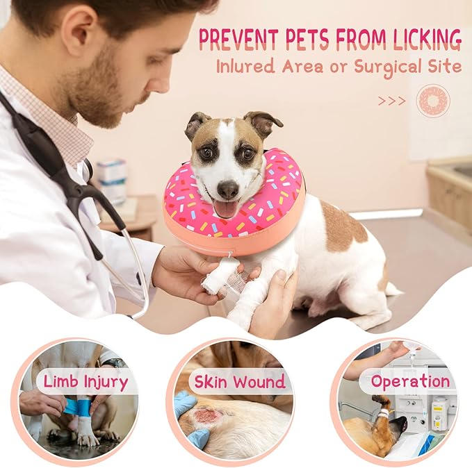 Supet Inflatable Dog Cone Collar for Small Dogs Puppies Cats, Soft Dog Cone Alternative After Surgery for Puppies Cats to Stop Licking