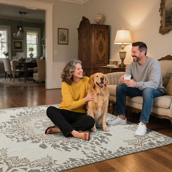 FXW Washable Pee Pads for Dogs, Puppy Pads with Super Absorbent, Specifically Designed for FXW Rollick/Homeplus 32 inch 6 Panels Dog Pen, 72" × 43" Rectangle, Boho, 1 Pack