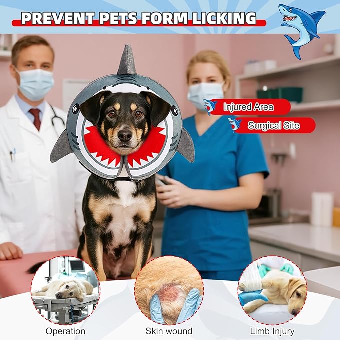 KOOLTAIL Dog Cone Collar Alternative After Surgery, Soft Inflatable Dog Neck Cone for Medium Large Dogs, Adjustable Pet Donut Recovery E Collar with Enhanced Anti-Licking Does Not Impede Vision M