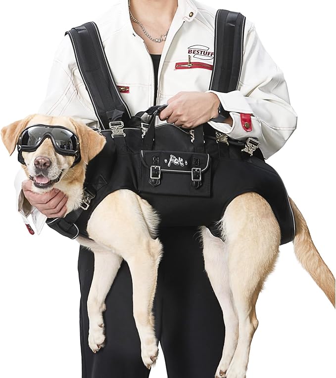 Dog Backpack Carrier - Spine-Friendly for Large Dogs(24-35lbs) Horizontal Design Dog Carrier with Adjustable Back Straps for Joint Injuries, Arthritis, Ideal for Stairs, Elderly Dogs(Size XL)