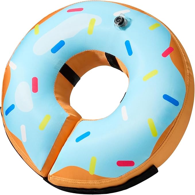 BENCMATE Inflatable Dog Cone Collar Alternative, Soft Dog Cone for Small Medium Large Dogs and Cats, Neck Recovery ECollar Donut Collar After Surgery (Large+, Donut-Blue)