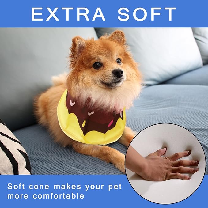 Soft Dog Cone, Lightweight Elizabethan Collar for Dogs, Adjustable Soft Cones for Dogs/Cats to Stop Licking After Surgery, Cute Donut Cone of Shame Alternatives for Pets (Small)