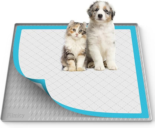 Pee Pad Holder for Dogs,Silicone Dog Puppy Pad Holder, 34 x 28 No Spill Raised Lip High Edge,Portable, Leak-Proof Mat Holder for Dog Training Pads,Square Potty Trays for Home Floor Protection