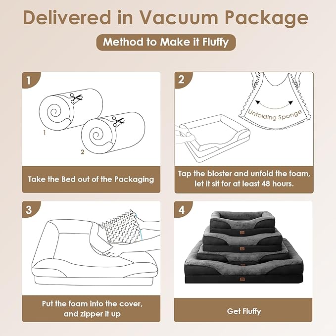 EHEYCIGA Memory Foam Dog Bed for Large Sized, Orthopedic Dog Sofa with Sides and Waterproof Liner, Washable Bolster Pet Bed Couch with Removable Cover, 36x27x7 Inch, Grey/Black