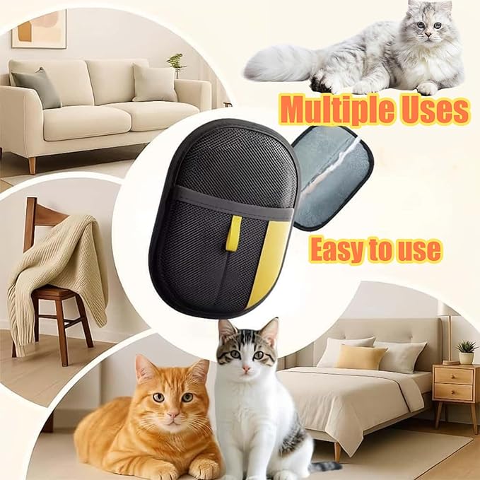 Pet Hair Removal Glove,Reusable Cat Dog Grooming Gloves Pets Hair for Dogs, Cats & Horses with Long and Short Hair Fur (3PCS)