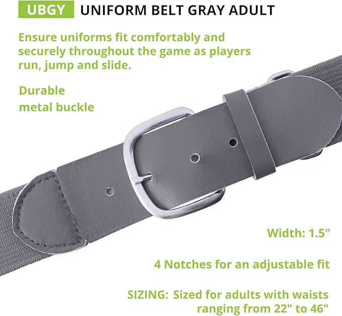 Champion Sports Baseball/Softball Uniform Belt, Comfort Stretch Fit Durable Syntex Tab - Youth & Adult Sizes, Multiple Colors