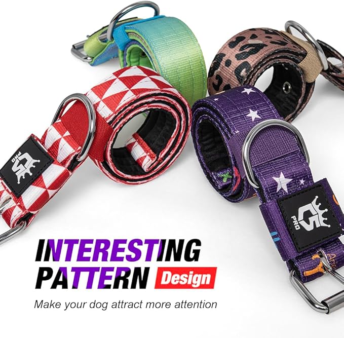 TSPRO Tactical Dog Collar 1.25 Inch Wide Thick Dog Collars with Heavy Duty Metal Buckle, Durable, Strong, Adjustable for Small Dogs (Leopard Print S)