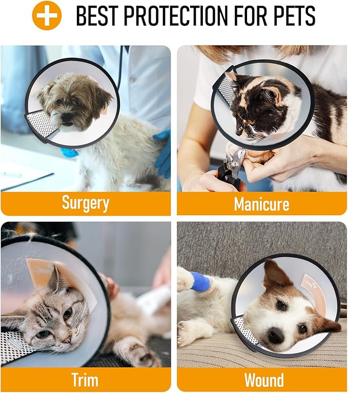Adjustable Dog Cone Collar After Surgery Soft Cone of Shame Alternatives for Dog Cat Puppy Plastic Elizabethan Collar for Dogs from Licking Biting Scratching Wounds(XXL,Neck:13.8-15.7in)