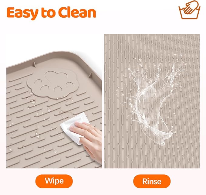 Pee Pads for Dogs, 40" x 28" Extra Large Reusable Dog Silicone Mat for Floor Protector, Washable Non-Slip Dog Training Pads for Potty Training (Khaki)