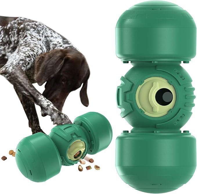 KADTC Dog Treat Dispener Toys Rolling Giggling Indestructible Puzzle Feeder Toy Adjustable Food Dispensing Speed for Medium/Large Aggressive Chewers Breed