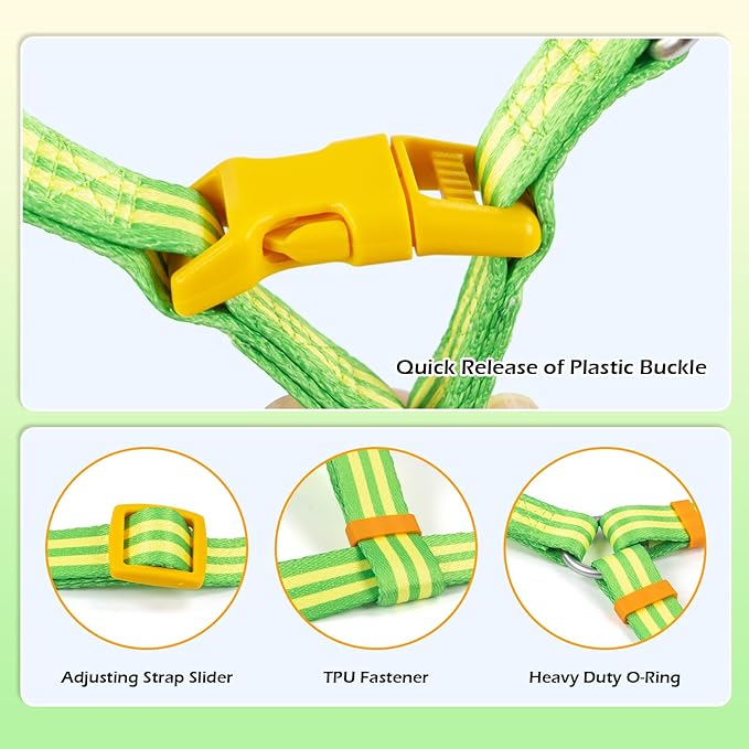 Stripe Step in Dog Harness for Small Dogs, Freedom Nylon Dog Halter Vests, Lightweight and Escape Proof Puppy Harness, Quick Fits for Small Medium and Large Dogs, Green L