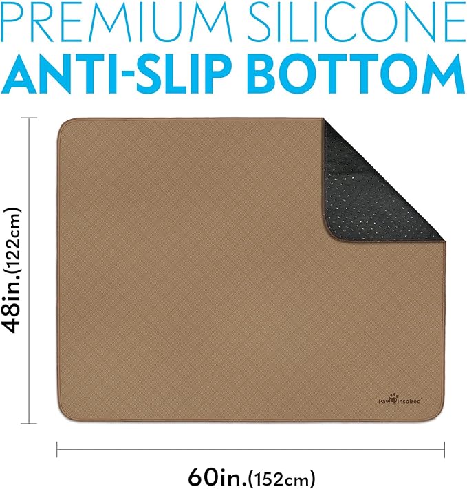 Paw Inspired Washable Pee Pads for Dogs, Leakproof, Non-Slip Reusable Puppy Pads for Potty Training, Whelping, Waterproof Mat (48x60 Inch, Pack of 1)