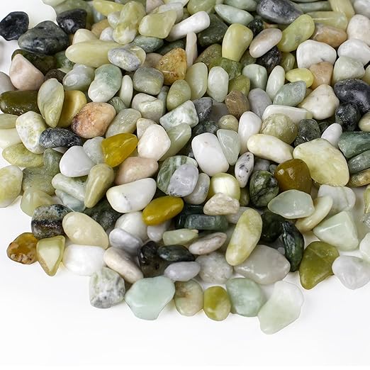 2.5 lbs Jade Pebbles for Indoor Plants, 3/8" Plant Rocks for Pots Indoor, Decorative Small Stones for Plants, Bamboo,Vase, Succulent, Highly Polished Small River Rocks