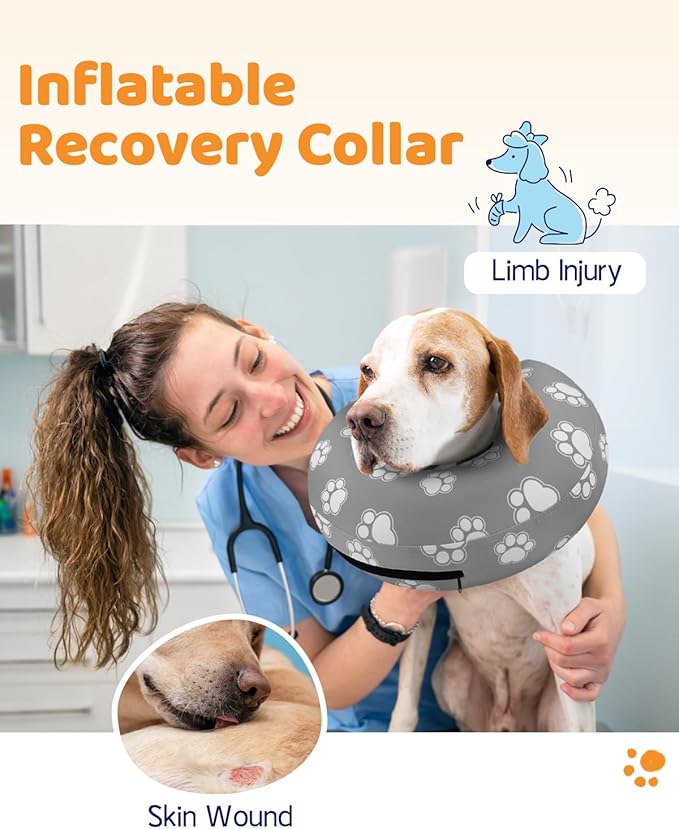 Supet Inflatable Dog Cone Collar Alternative After Surgery, Doggie Neck Donut Collar Recovery ECollar for Post Surgery, Soft Dog Cone for Small Medium Puppies Cats