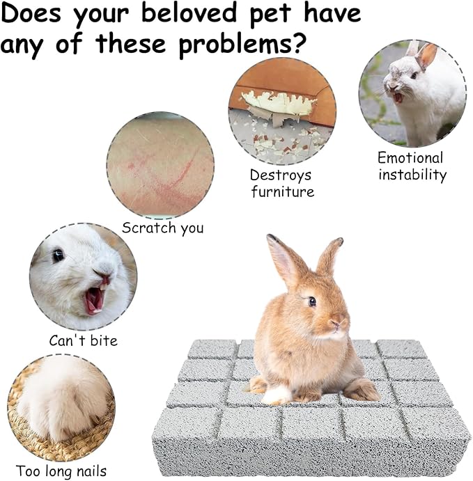 Hamiledyi 8PCS Rabbit Scratching Pads Bunny Lava Grinding Claw Pads Small Animal Foot Pads Hamster Scratch Board Chew Toys for Gerbil Chinchilla Hedgehog Guinea Pig Cage Accessories