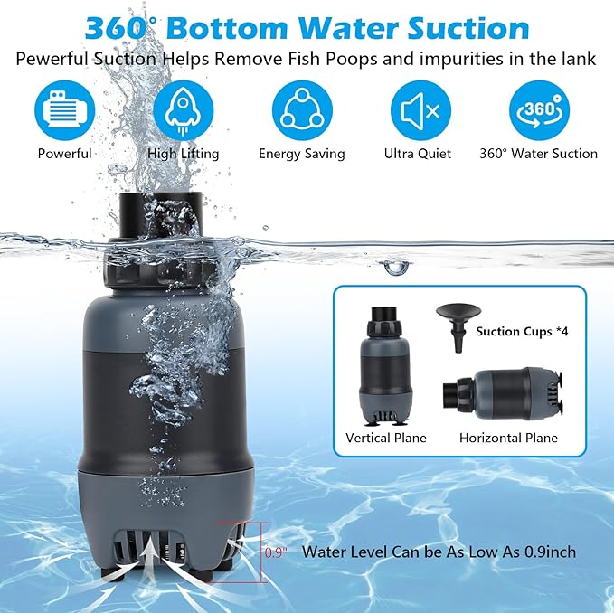 hygger 24V DC Aquarium Water Pump, 396GPH 20W 6.6FT Submersible Pump With Controller, Water Fountain Pump with 2 Nozzles for Fish Tank, Pond, Aquarium, Statuary, Hydroponics
