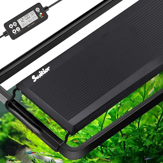 24/7 LED Aquarium Light, IP68 Waterproof Extendable Bracket Fish Tank Light with Timer, 7 Colors, 10 Level Adjustable Brightness, DIY Mode Full Spectrum Aquarium Plant Light for 18-24 Inch Fish Tank