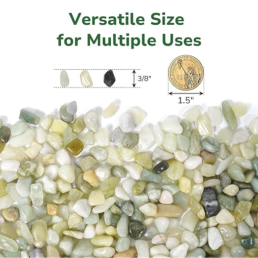 GreatBuddy 10-lb Decorative Rocks for Indoor Plants, 3/8" Jade Pebbles for Planters, Gravel for Succulent, Vases, Bamboo, Garden Landscaping, Crafts, Aquariums, Natural Polished