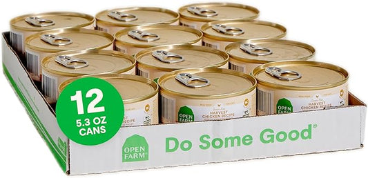 Open Farm Canned Cat Food, Paté for Complete & Balanced Nutrition, Grain-Free and Legume-Free Wet Cat Food, Harvest Chicken Recipe, 5.3oz Cans (Case of 12)