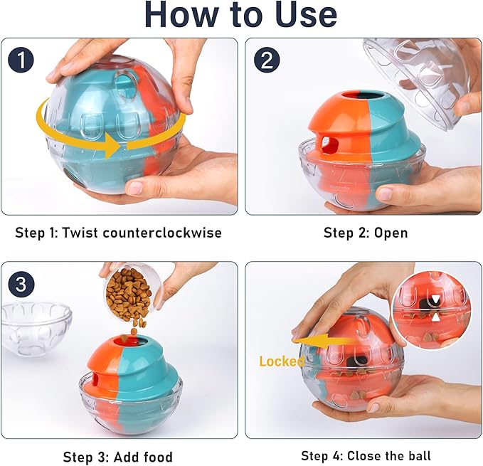 PrimePets Dog Treat Ball, Adjustable Food Dispensing Interactive Toys, Slow Feeder Treat Ball, 4.8'' Green/Red