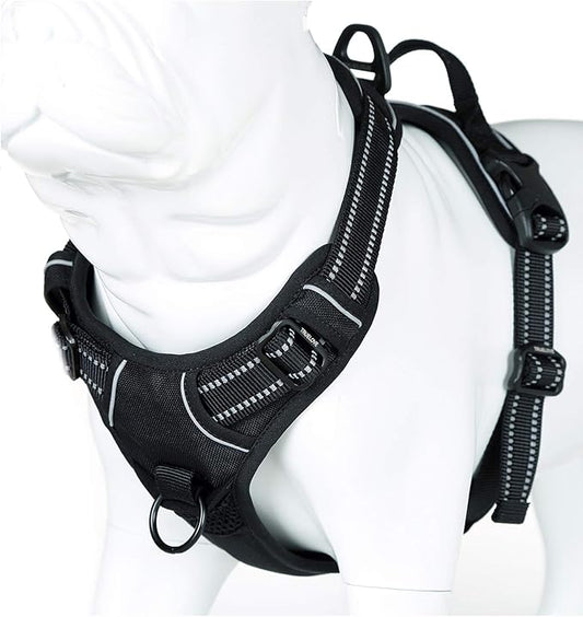 Truelove No Pull Dog Harness with Easy Control Handle and 2 Leash Attachments,Reflective Adjustable Pet Vest