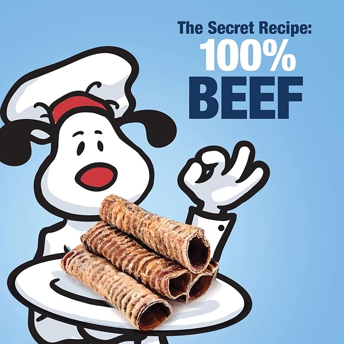 ValueBull Beef Trachea, Premium 5-6 Inch, 100 Count Bulk Pack - Natural Angus Dog Chews with Glucosamine, Chondroitin & Amino Acids