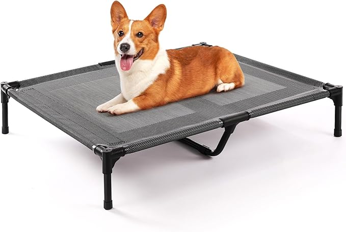 petizer 36" Elevated Dog Bed for Large Dogs, Outdoor Waterproof, Raised Cooling Pet Bed, Washable Breathable XL Dog Bed with Supporting Bars - Up to 120 LBs, Indestructible, Large