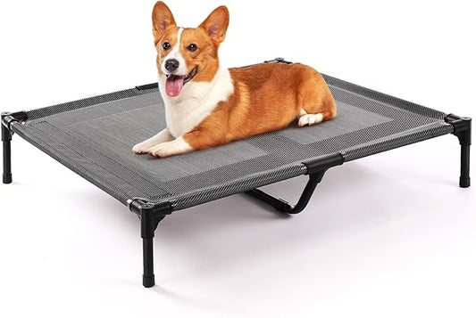petizer 36" Elevated Dog Bed for Large Dogs, Outdoor Waterproof, Raised Cooling Pet Bed, Washable Breathable XL Dog Bed with Supporting Bars - Up to 120 LBs, Indestructible, Large